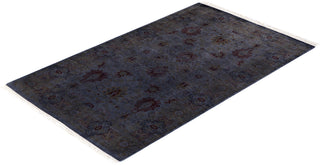 Modern Overdyed Hand Knotted Wool Gray Area Rug 3' 1" x 5' 1"