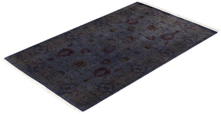Contemporary Hand-Knotted Overdyed Gray Area Rug 3' 1" x 5' 1"