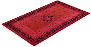 Contemporary Hand-Knotted Overdyed Pink Area Rug 3' 2" x 5' 3"