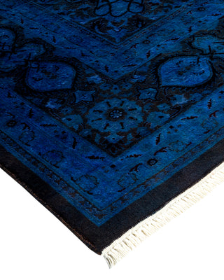 Modern Overdyed Hand Knotted Wool Blue Area Rug 8' 2" x 10' 1"