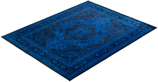 Modern Overdyed Hand Knotted Wool Blue Area Rug 8' 2" x 10' 1"
