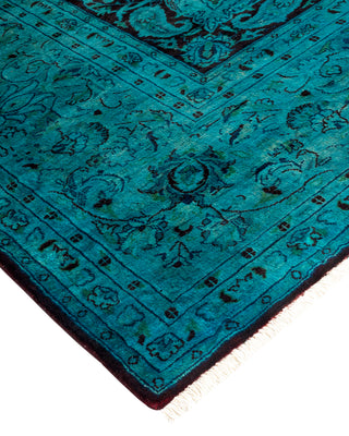 Contemporary Hand-Knotted Overdyed Blue Area Rug 8' 1" x 8' 1"