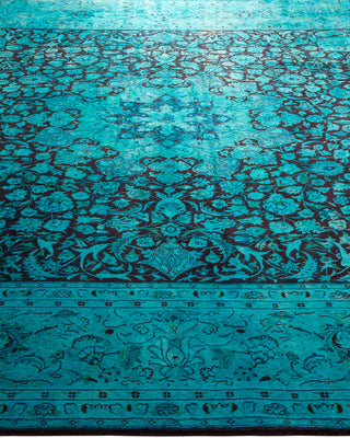 Contemporary Hand-Knotted Overdyed Blue Area Rug 8' 1" x 8' 1"