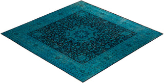 Modern Overdyed Hand Knotted Wool Blue Area Rug 8' 1" x 8' 1"