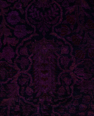 Contemporary Overdyed Wool Hand Knotted Purple Round Area Rug 8' 0" x 8' 3"