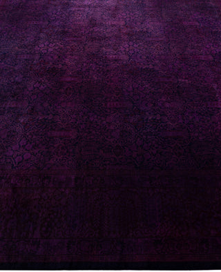 Contemporary Overdyed Wool Hand Knotted Purple Round Area Rug 8' 0" x 8' 3"