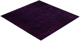 Contemporary Overdyed Wool Hand Knotted Purple Round Area Rug 8' 0" x 8' 3"
