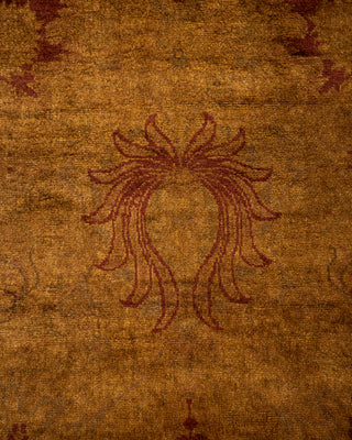 Contemporary Hand Knotted Overdyed Brown Runner 2' 6" x 11' 2"