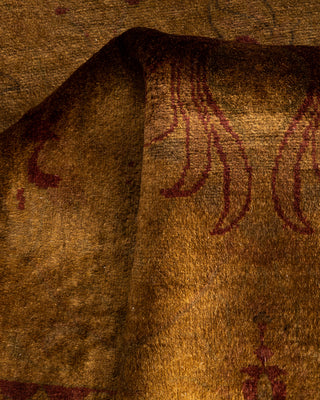 Contemporary Hand Knotted Overdyed Brown Runner 2' 6" x 11' 2"