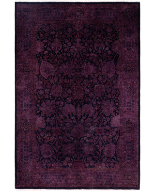 Contemporary Overdyed Wool Hand Knotted Purple Area Rug 4' 2" x 6' 3"