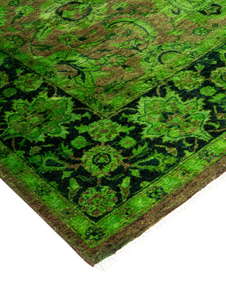 Modern Overdyed Hand Knotted Wool Green Area Rug 4' 1" x 6' 6"