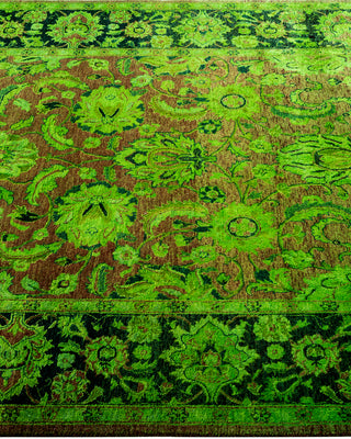Contemporary Hand Knotted Overdyed Green Area Rug 4' 1" x 6' 6"