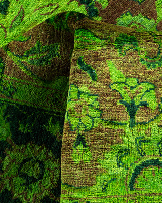 Contemporary Hand Knotted Overdyed Green Area Rug 4' 1" x 6' 6"