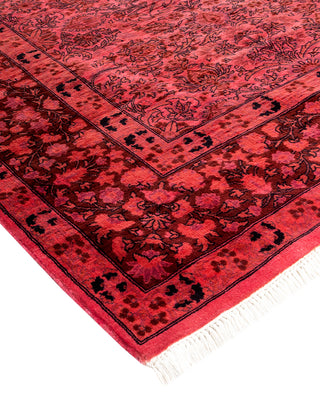 Modern Overdyed Hand Knotted Wool Pink Area Rug 6' 2" x 12' 1"