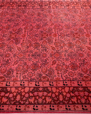 Modern Overdyed Hand Knotted Wool Pink Area Rug 6' 2" x 12' 1"
