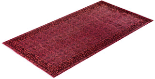 Modern Overdyed Hand Knotted Wool Pink Area Rug 6' 2" x 12' 1"