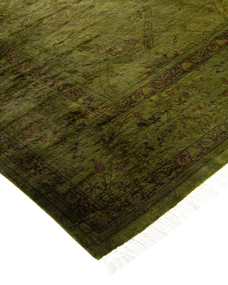Modern Overdyed Hand Knotted Wool Green Area Rug 6' 1" x 11' 4"