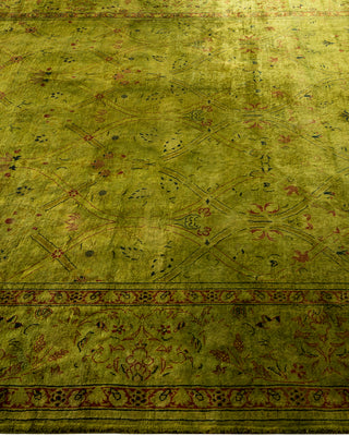 Modern Overdyed Hand Knotted Wool Green Area Rug 6' 1" x 11' 4"