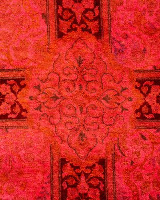 Modern Overdyed Hand Knotted Wool Pink Area Rug 6' 2" x 9' 2"