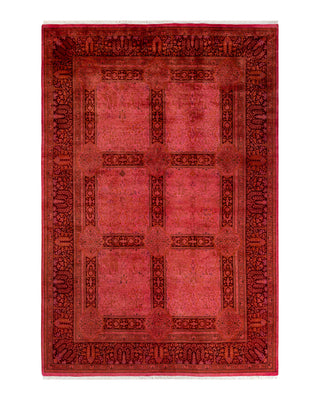 Contemporary Fine Vibrance Pink Wool Area Rug 6' 2" x 9' 2"