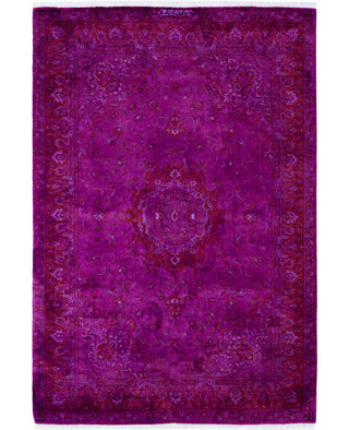 Overdyed Hand-Knotted Wool Modern-Contemporary Purple Area Rug 4' 1" x 6' 1"