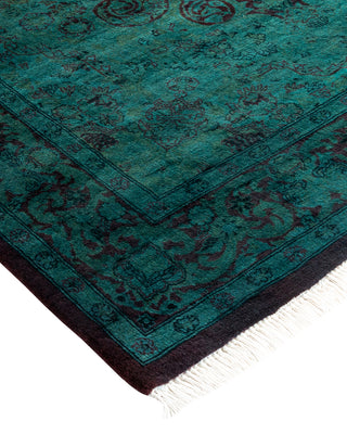 Contemporary Hand Knotted Overdyed Green Area Rug 4' 1" x 6' 1"