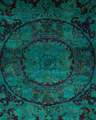 Contemporary Hand Knotted Overdyed Green Area Rug 4' 1" x 6' 1"