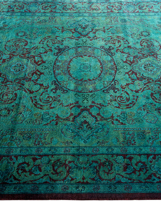 Contemporary Hand Knotted Overdyed Green Area Rug 4' 1" x 6' 1"