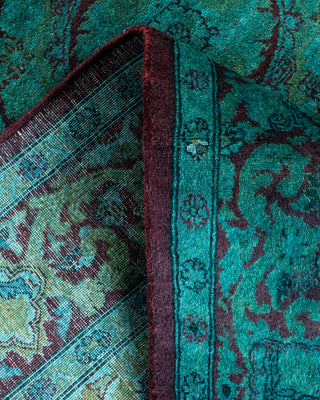 Contemporary Hand Knotted Overdyed Green Area Rug 4' 1" x 6' 1"