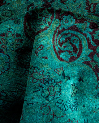 Contemporary Hand Knotted Overdyed Green Area Rug 4' 1" x 6' 1"