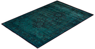 Contemporary Hand Knotted Overdyed Green Area Rug 4' 1" x 6' 1"