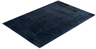 Modern Overdyed Hand Knotted Wool Black Area Rug 4' 2" x 6' 4"