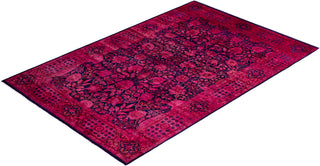 Contemporary Hand-Knotted Overdyed Pink Area Rug 6' 0" x 9' 0"