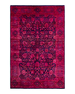 Contemporary Overyed Wool Hand Knotted Pink Area Rug 6' 0" x 9' 0"