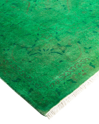 Modern Overdyed Hand Knotted Wool Green Area Rug 6' 3" x 9' 8"