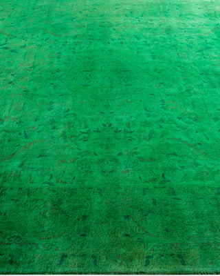 Contemporary Hand-Knotted Overdyed Green Area Rug 6' 3" x 9' 8"