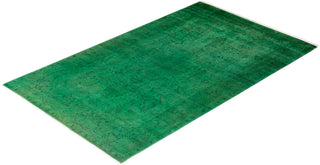 Modern Overdyed Hand Knotted Wool Green Area Rug 6' 3" x 9' 8"