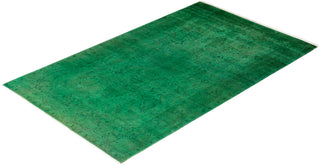 Contemporary Hand-Knotted Overdyed Green Area Rug 6' 3" x 9' 8"