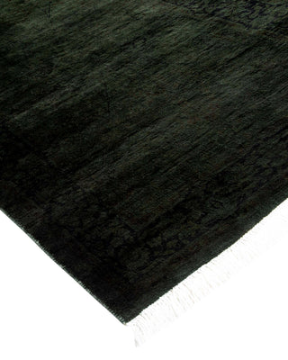 Modern Overdyed Hand Knotted Wool Black Runner 2' 6" x 11' 10"