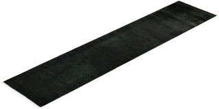 Modern Overdyed Hand Knotted Wool Black Runner 2' 6" x 11' 10"