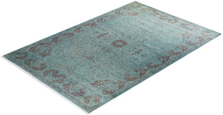 Modern Overdyed Hand Knotted Wool Blue Area Rug 6' 3" x 9' 2"