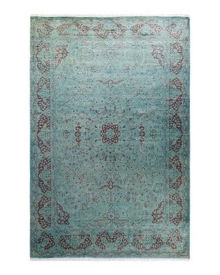 Contemporary Fine Vibrance Blue Wool Area Rug 6' 3" x 9' 2"