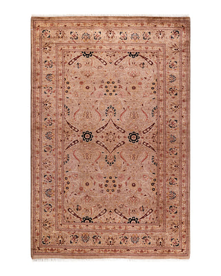 Contemporary Fine Vibrance Brown Wool Area Rug 4' 1" x 6' 2"