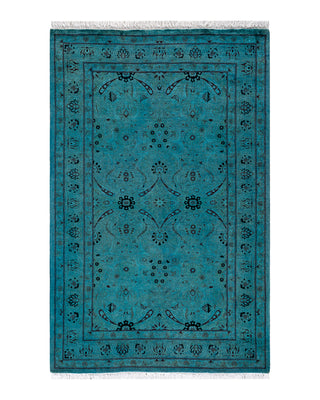 Contemporary Fine Vibrance Blue Wool Area Rug 3' 2" x 5' 2"