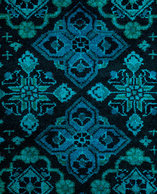 Contemporary Overdyed Wool Hand Knotted Black Runner 2' 7" x 10' 1"