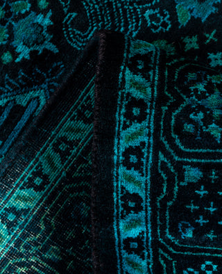 Contemporary Overdyed Wool Hand Knotted Black Runner 2' 7" x 10' 1"