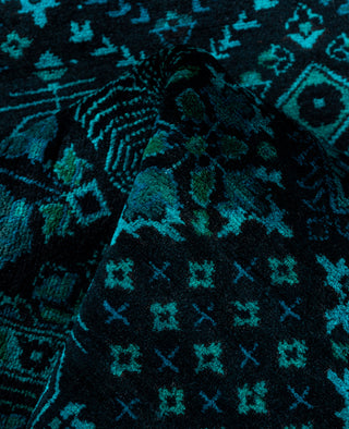 Contemporary Overdyed Wool Hand Knotted Black Runner 2' 7" x 10' 1"