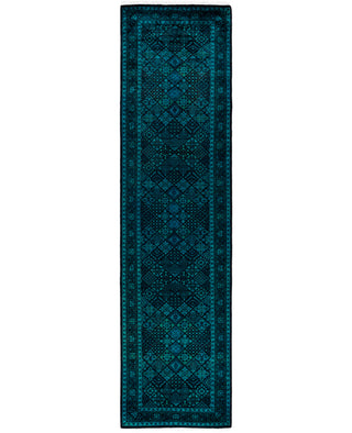 Contemporary Overdyed Wool Hand Knotted Black Runner 2' 7" x 10' 1"
