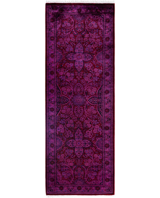 Overdyed Hand-Knotted Wool Modern-Contemporary Pink Runner 2' 1" x 6' 1"