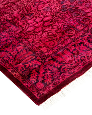 Modern Overdyed Hand Knotted Wool Pink Runner 2' 6" x 12' 3"